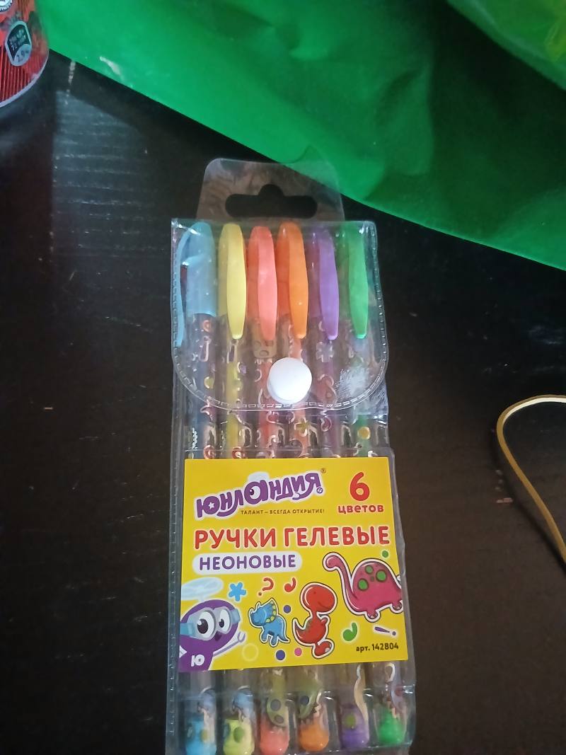 Ручки гелевые неоновые, 6 цветов