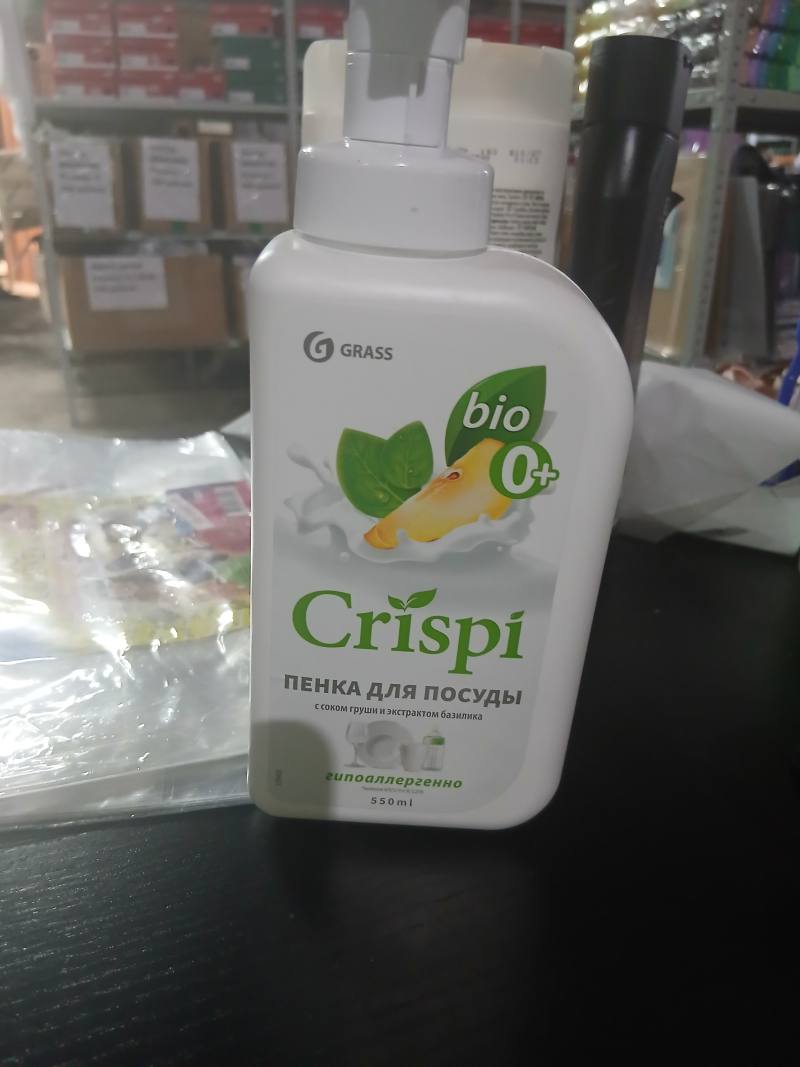 Grass Crispi Bio O+ пенка для посуды с соком груши и экстрактом базилика