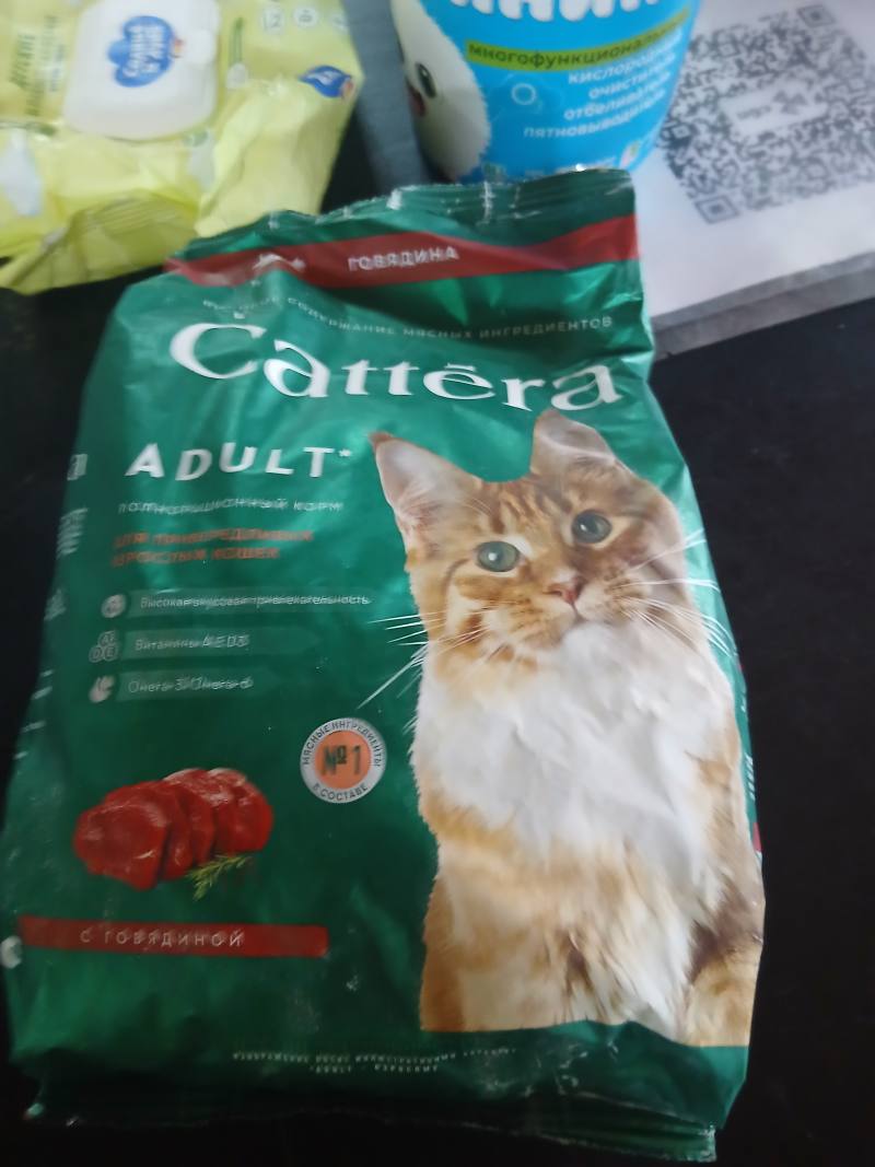 Gattera Adult полнорационный корм для взрослых кошек с говядиной