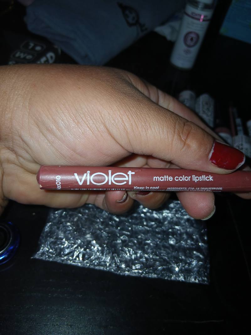 Violet matte color lipstick