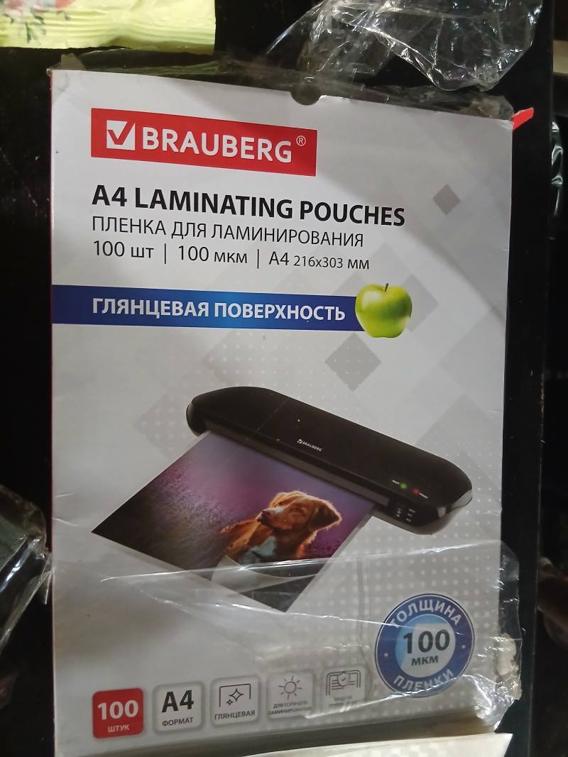 BRAUBERG® Пленка для ламинирования A4 100 шт, 100 мкм, глянцевая