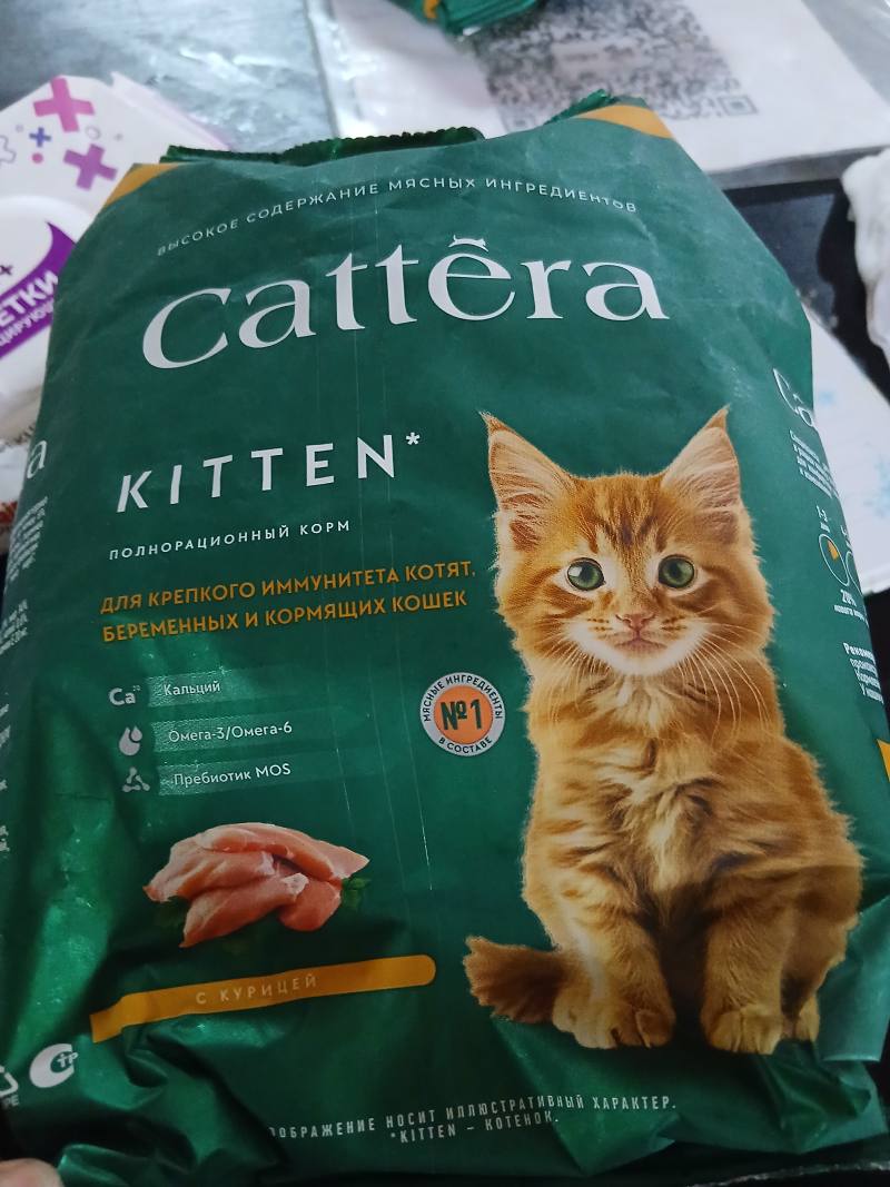 Cattera Kitten Полнорационный корм для котят, беременных и кормящих кошек с курицей