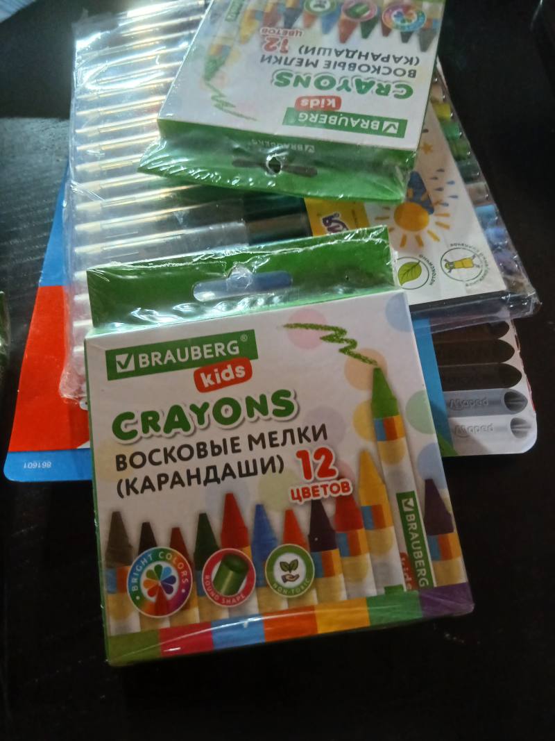 Восковые мелки-карандаши BRAUBERG Kids, 12 цветов