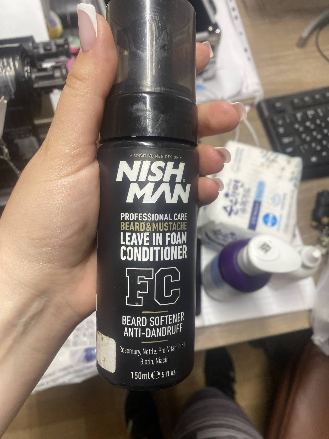NISH MAN Professional Care Beard & Mustache Leave In Foam Conditioner FC Beard Softener Anti-Dandruff